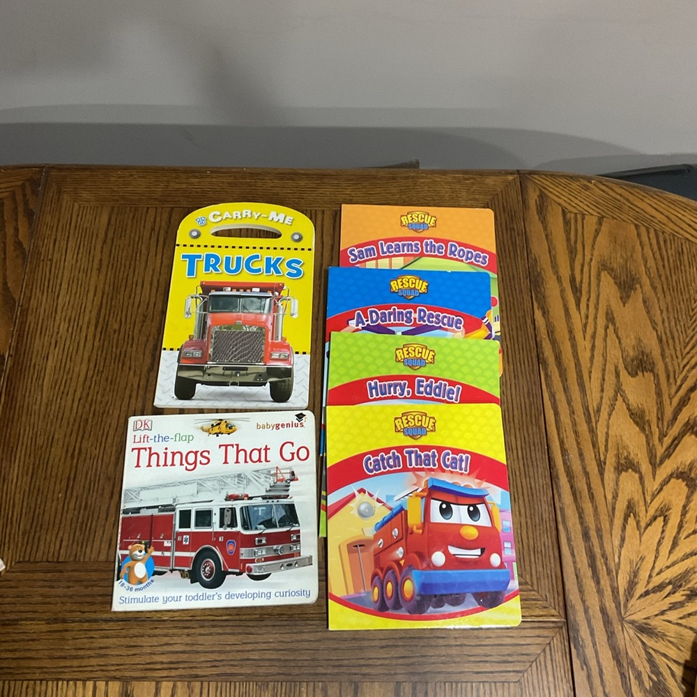 6 Rescue Squad, Things That Go & Trucks Adventure Board Books 📚 for young kids